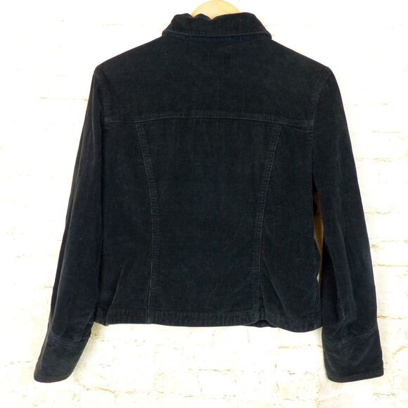 A.M.I. Jacket Women S Black Corduroy Button Stretch Cotton Long Sleeve Retro Y2K - Picture 2 of 11